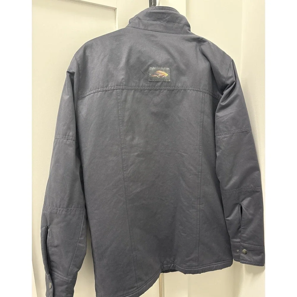 Orvis Field Coat Mens Medium Blue Gray Quilted Barn Chore Jacket Hunting Pockets